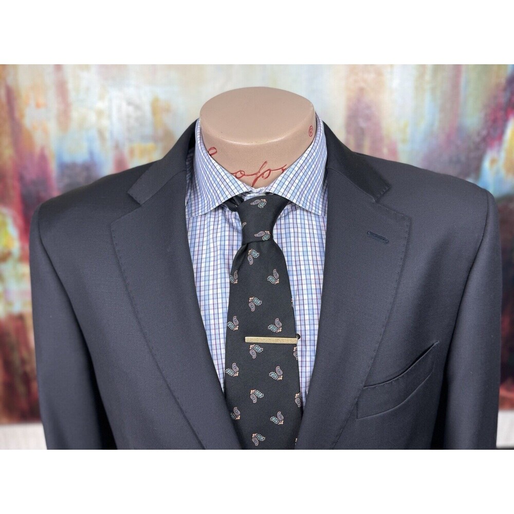 G Manzoni Custom Mens Navy Blazer 40R Made In Italy Angelico Fabric MSRP $718